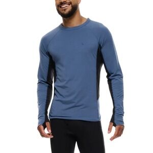 Lole Men's Merino Wool Blend Baselayer Top Blue/Black Mesh Medium Hiking Run EUC